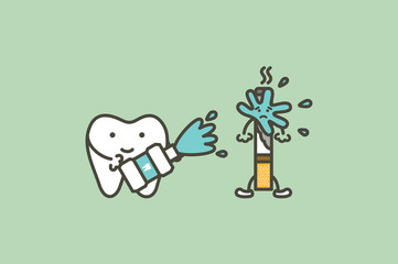 cleaning tooth by mouthwash to prevent yellow teeth from cigarette stain