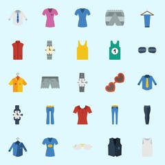 icons set about Man Clothes. with watch, sleeveless, trousers, sunglasses, shirt and short