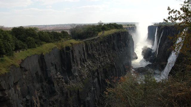 Livingstone, Zambia-August 17,2016: View of Victoria Falls from Zambia side
