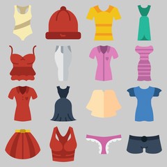 Icon set about Women Clothes with keywords panties, shirt, pants, skirt, swimsuit and thank top