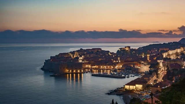 Dubrovnik day to night time-lapse, Dalmatia, Croatia
