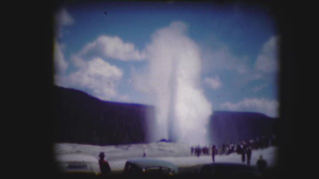 Archival footage of Old Faithful erupting