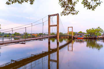 Raksamae bridge. For over the canal to sightseeing and to learn mangrove forest nature Rayong,Thailand