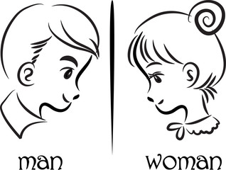 man and woman face