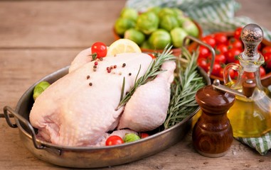 chicken, raw chicken with vegetables ready to cook