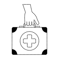 hand with medical kit vector illustration design
