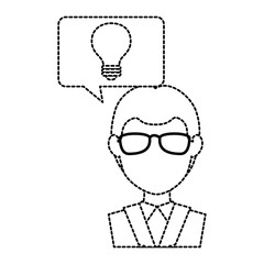 medical doctor with speech bubble and bulb vector illustration design