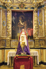 Europe, Spain, Balearic Islands, Mallorca. Esporles. Esglesia de Sant Pere, Church of St. Peter. Saint Veronica with shroud, cloth of Christ.