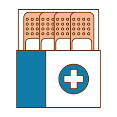 box packing with medicinal bandages isolated icon vector illustration design