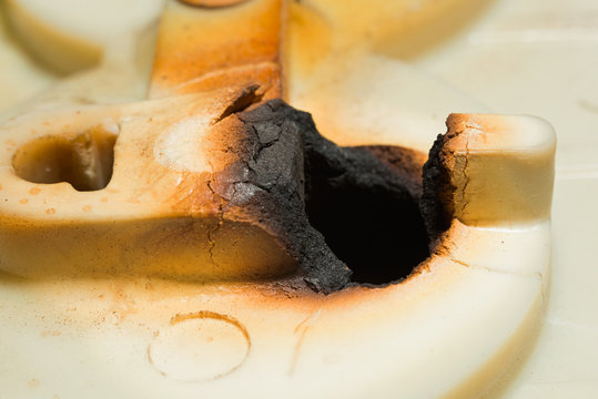 Fused plastic macro, consequences of fire