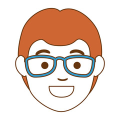young man head avatar character vector illustration design