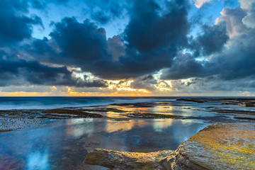 Overcast and Cloudy Sunrise Seascape