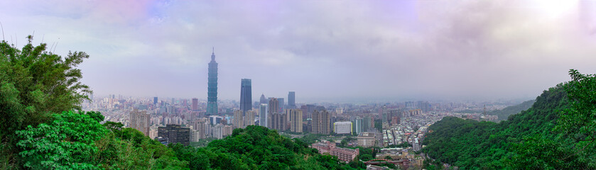Panorama of city Taipei with capital building Taipei 101, Taiwan.Taipei, skyline view from elephant mountain