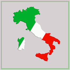 Map and flag of Italy.