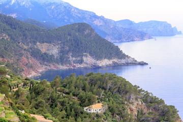 Fototapeta na wymiar Europe, Spain, Balearic Islands, Mallorca. Torre del Verger. Coastal views of Balearic Sea.
