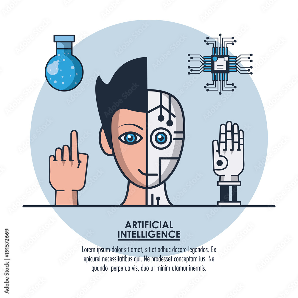 Poster artificial intelligence technology icon vector illustration graphic design