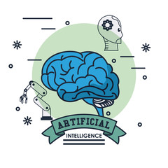 Artificial intelligence technology icon vector illustration graphic design, brain