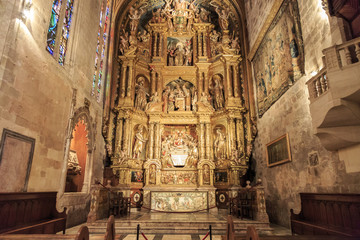 Europe, Spain, Balearic Islands, Mallorca. Palma.  The Cathedral of Santa Maria of Palma, referred to as La Seu. A Gothic Roman Catholic cathedral.
