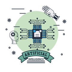Artificial intelligence technology icon vector illustration graphic design, electronic circuit