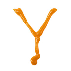 Single letter made of sauce isolated