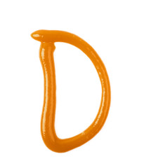 Single letter made of sauce isolated