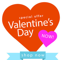 vector illustration of red heart valentines now !