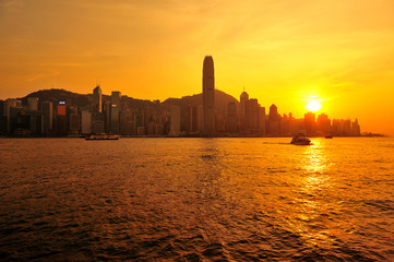 Hong Kong Cityscape at Sunset