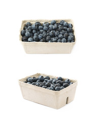 Box of blueberries isolated
