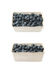 Box of blueberries isolated