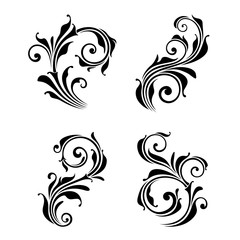 Set of four vector floral design elements. 