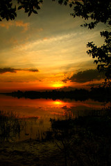 Fototapeta na wymiar Golden sunset and silhouettes