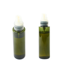 Green massage oil bottle isolated