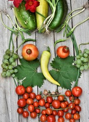 Vegetarian food on the wooden board