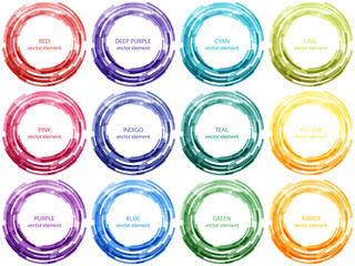 Circle shapes set. Abstract vector elements. Trendy colors.