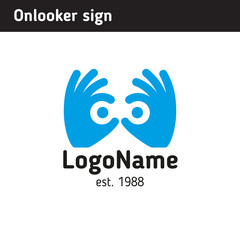 Sign looking through binoculars, spy