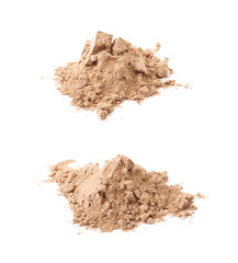 Pile of cocoa protein powder isolated