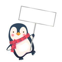 penguin holding sign © Visual Content