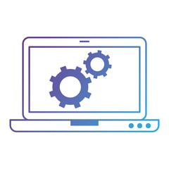 laptop computer with gears vector illustration design