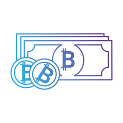 bill and bitcoins virtual money icon vector illustration design