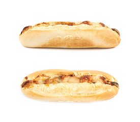 Pizza toppings pastry bun isolated