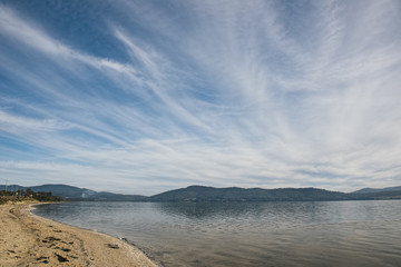 Fototapeta na wymiar View of Bruny Island beach in Tasmania, Australia in the afternoon.