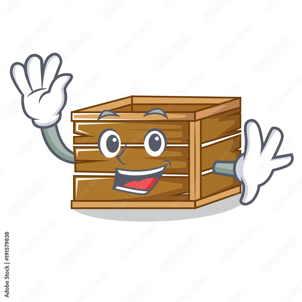 Poster waving crate character cartoon style