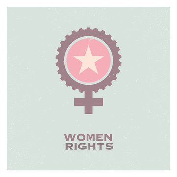 Retro Pop Propaganda Female Woman Feminism Logo Icon And Elements.