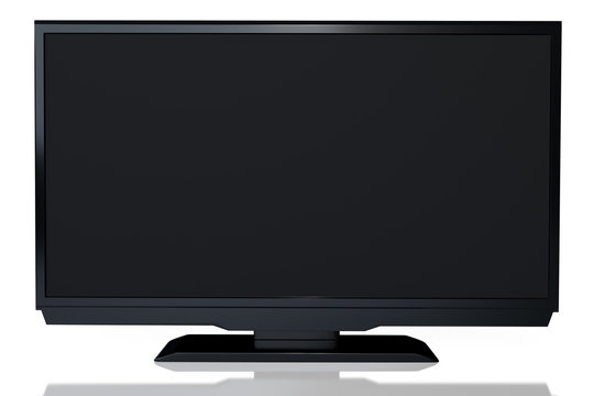Closeup view of abstract black led tv on white background. 3D render