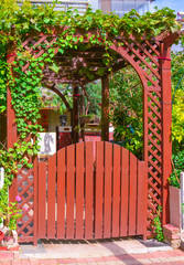 Wooden arch with wicket door in Chinese style 2