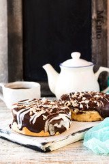 Danish in chocolate glaze