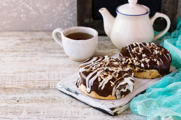 Danish in chocolate glaze