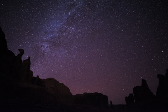 Starry sky over the Arches National Park, Utah