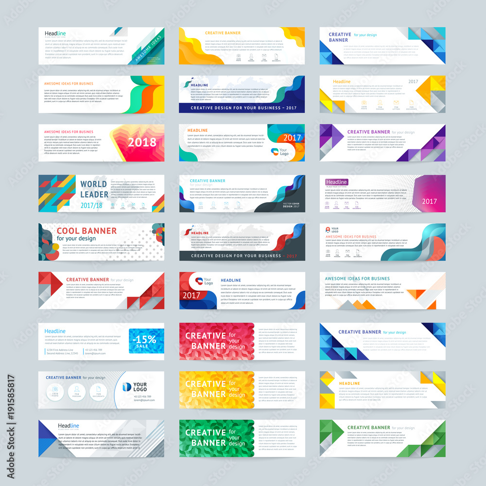 Wall mural vector set of abstract horizontal banner