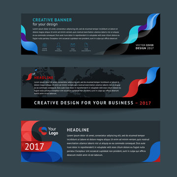 Vector set of abstract horizontal banner